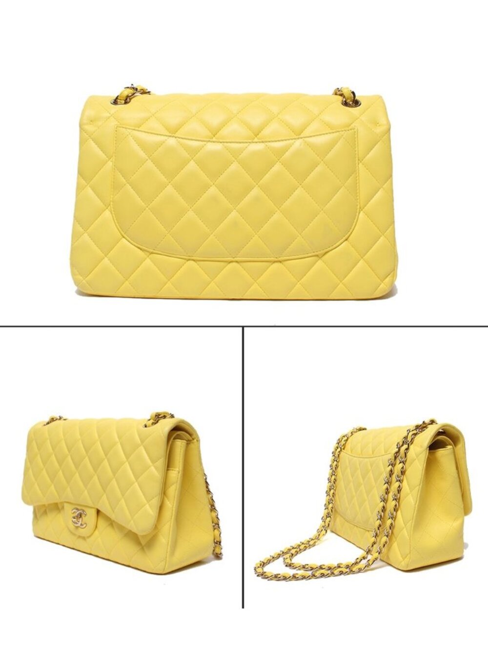 Chanel Chain Shoulder Bag Gold Double Flap Maxi Quilted